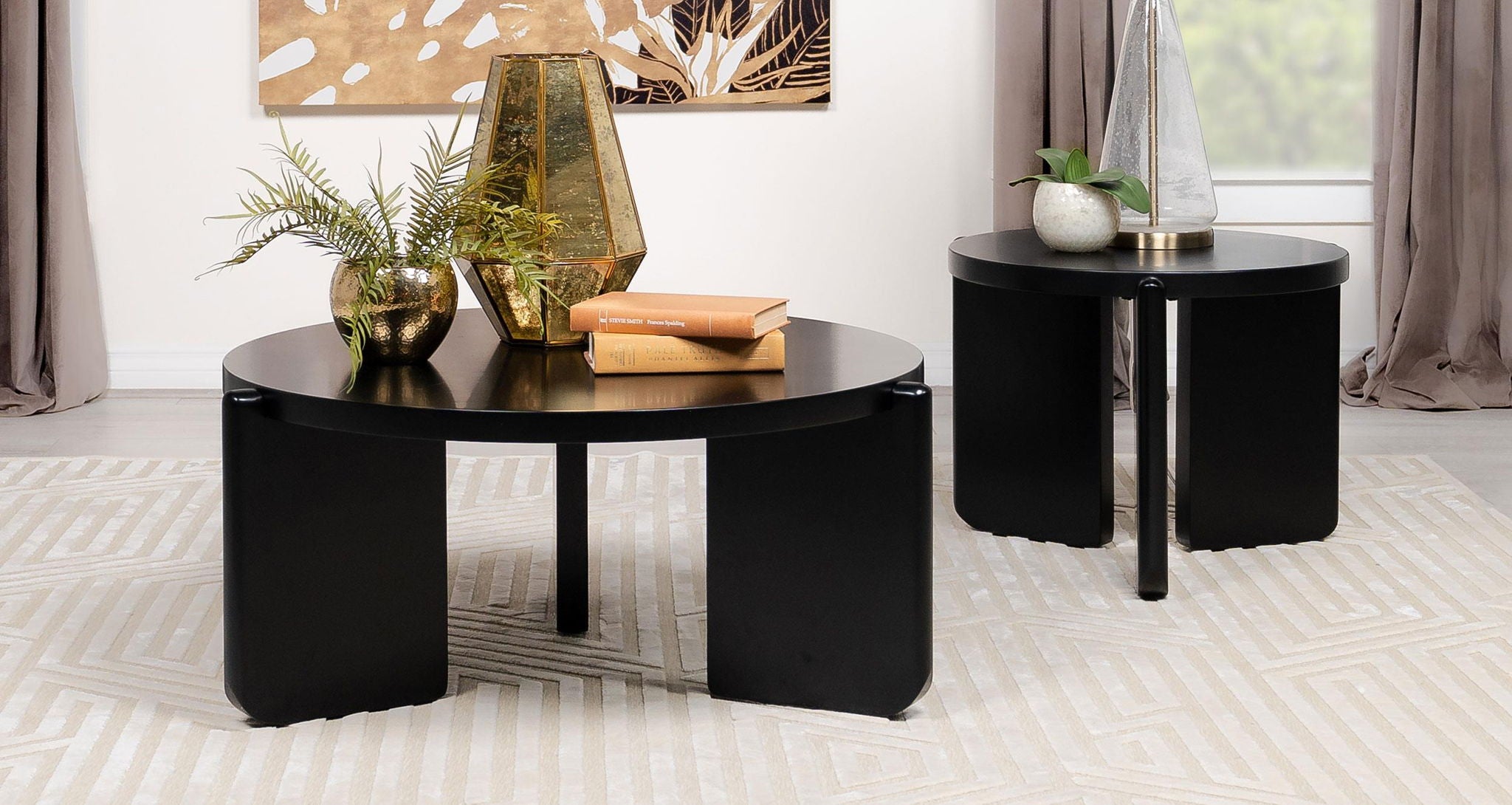 Cordova 2-piece Solid Wood Coffee and End Table Set Black - Atlantic Fine Furniture Melbourne FL