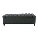 Contemporary Storage Ottoman With Tufted Top - Dark Gray