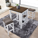 3 Pieces Counter Set Storage Space For Small Space Modern Farmhouse Design Retro Design Easy To Assembly - Antique Dark Oak / Antique White