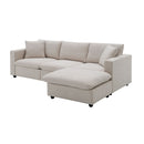 Modern Sectional Sofa With Throw Pillows, Cloud L Shaped Couch Set With Wide 4 Seat Comfy Couch Set With Movable Ottoman