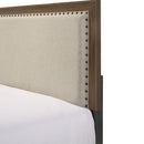 Panel Bed With Fabric Upholstered Tufted Nailhead Trim Headboard