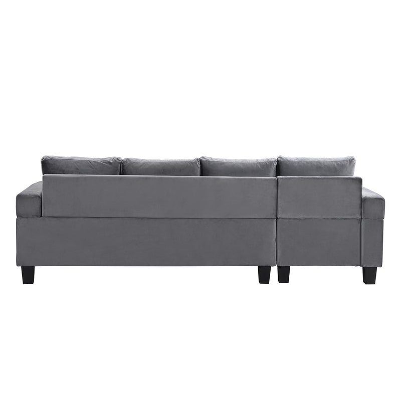 Modern 4 Seat Sectional Sofa With L Shape Right Lounge Storage Chaise, Cup Holder - Gray