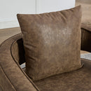 Swivel Accent Open Back Barrel Chair With Weathered Base