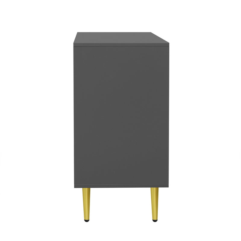 Modern TV Stand With Adjustable Shelf, Handles And Anti-Tip Device
