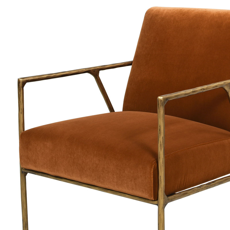 Aerin - Hammered Brass Upholstered Accent Arm Chair