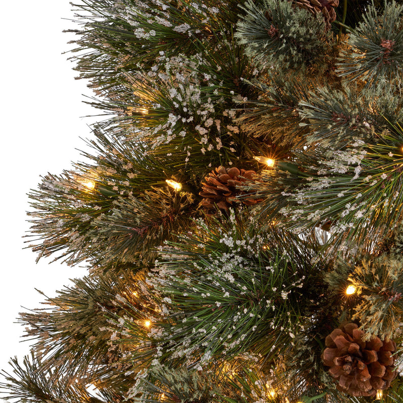 Cashmere And Snow Bristle Mixed Christmas Tree With Pine Cones - Green