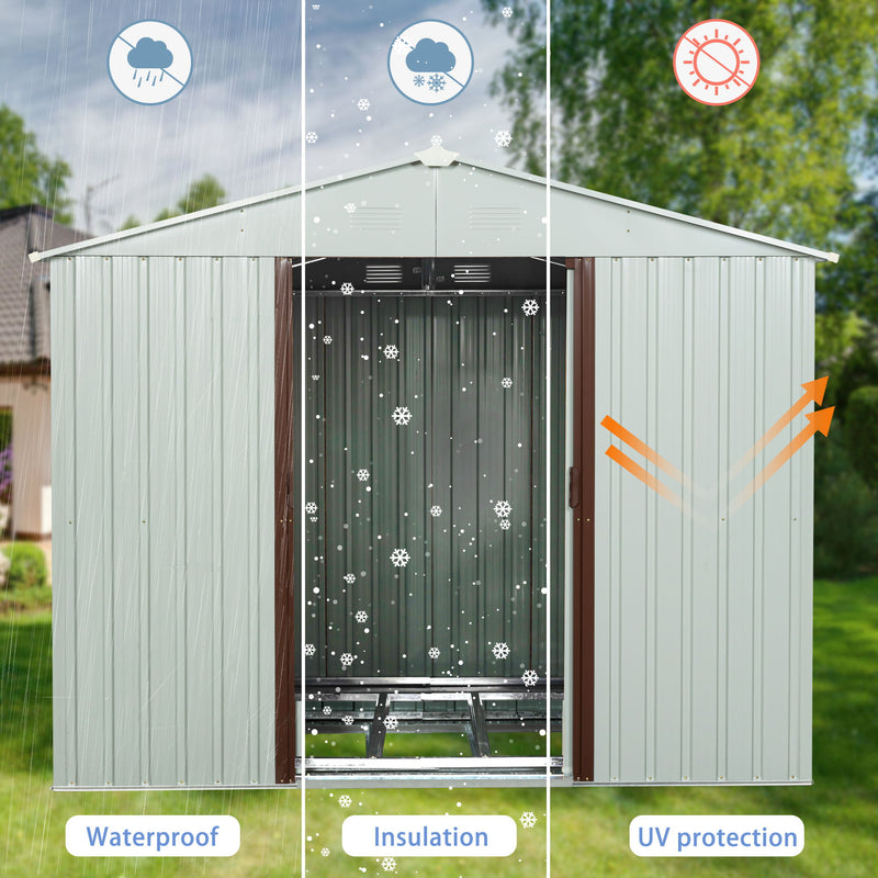 88.98" Outdoor Metal Storage Shed With Window