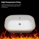 Undermount Bathroom Sink 22" X 15.25" With Overflow Sleek, High Temperature Fired, Stain Resistant, Smooth Polished Surface - White