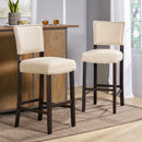 Barstools With Rivet Decoration (Set of 2), Wood Frame, Bar Chairs For Kitchen Island - Beige