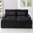 Convertible Loveseat Sofa With Storage, USB Ports, Cup Holders - Black