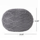 Malibu - Modern Knitted Wool Round Pouf With Handcrafted Design - Charcoal