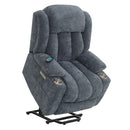 Omarion - Power Recliner With Lift, Heating & Massage - Blue Chenille