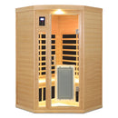 Low Emf Front Door With Heating Panel 2 Persons Hemlock Far Infrared Corner Indoor Sauna Room - Natural