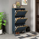 Modern Rattan 3 Door Shoe Rack Cabinet For Entryway