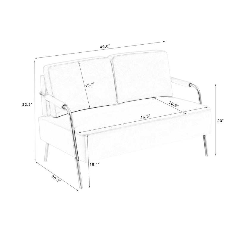 Small Sofa Seater Pet Friendly Fabric Upholstered Loveseat 2-Seater Couch With Removable Back Cushion And Metal Leg, Modern Couches For Small Spaces Living Room, Bedroom, Apartment