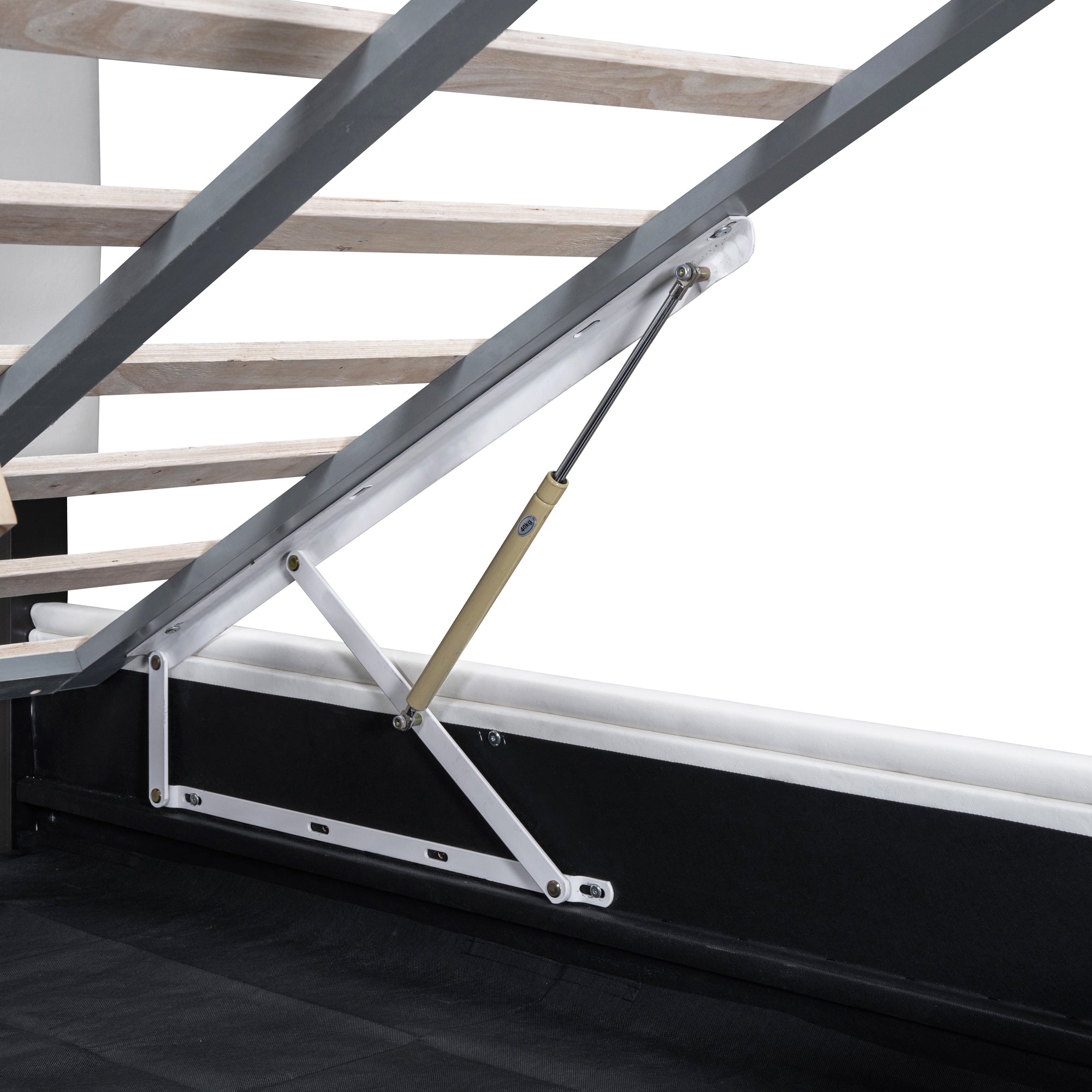 Queen Size Upholstered Bed with Hydraulic Storage System and Drawer, White - Atlantic Fine Furniture Melbourne FL