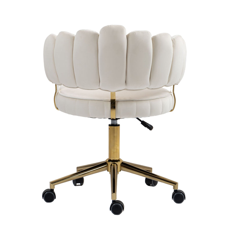 Modern Velvet Home Office Desk Chair With Adjustable Height And Swivel Wheels