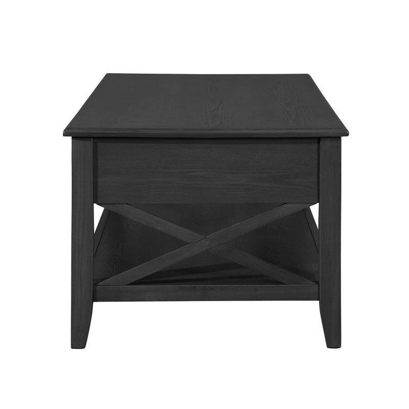 Decatur - Farmhouse Lift Top Coffee Table With Storage - Black / Ash