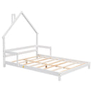 Full House-Shaped Headboard Bed with Handrails ,slats ,White