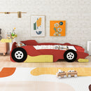 Race Car-Shaped Platform Bed With Wheels