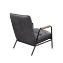 Nignu - Top Grain Leather Matt Iron Accent Chair - Gray