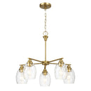 Elegance 5 Lights Linear Arms With Chain Chandelier - Clear / Gold