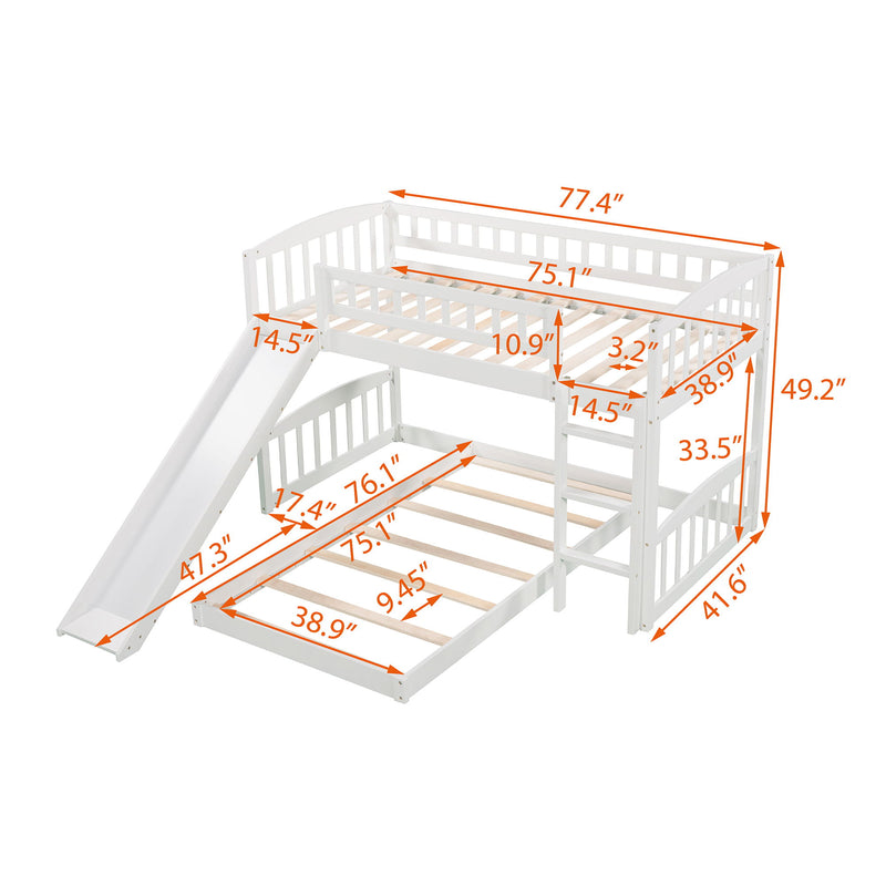 Functional Bunk Bed With Convertible Ladder And Slide