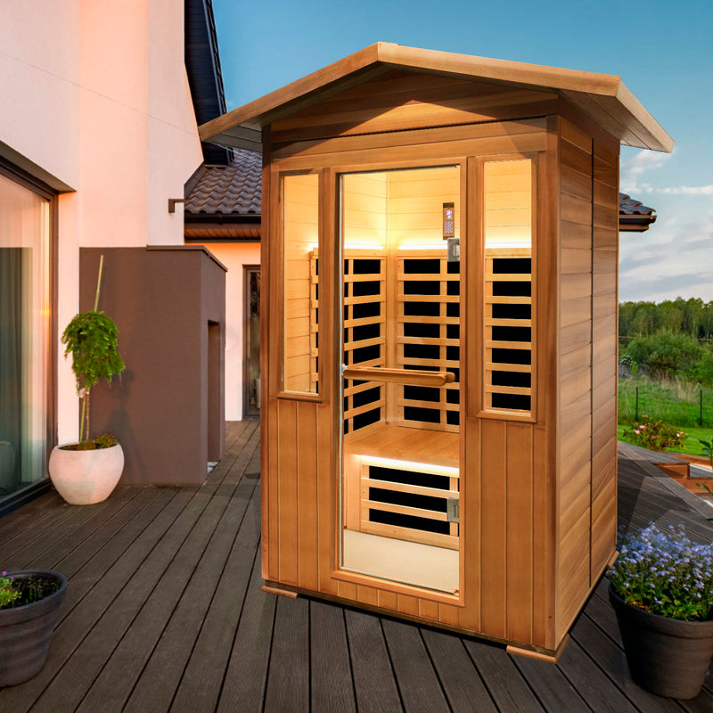 Outdoor DoubleCedar Far Infrared Sauna Room - Natural