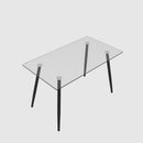 Modern Minimalist Rectangular Glass Dining Table With Tempered Glass Top Metal Legs, For 4 - 6 - Transparent
