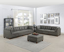 Living Room Furniture Antique Grey Modular Sofa Set 8pc Set Breathable Leatherette Tufted Couch 4x Corner Wedge 3x Armless Chairs and 1x Ottoman