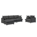 Living Room Set Modular Sectional Couch, Upholstered Sofa & Armchair & Movable Ottoman