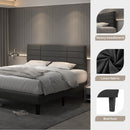 Molblly Queen Size Bed Frame with Upholstered Headboard, Strong Frame, and Wooden Slats Support, Non-Slip and Noise-Free, No Box Spring Needed, Easy Assembly, Dark Grey