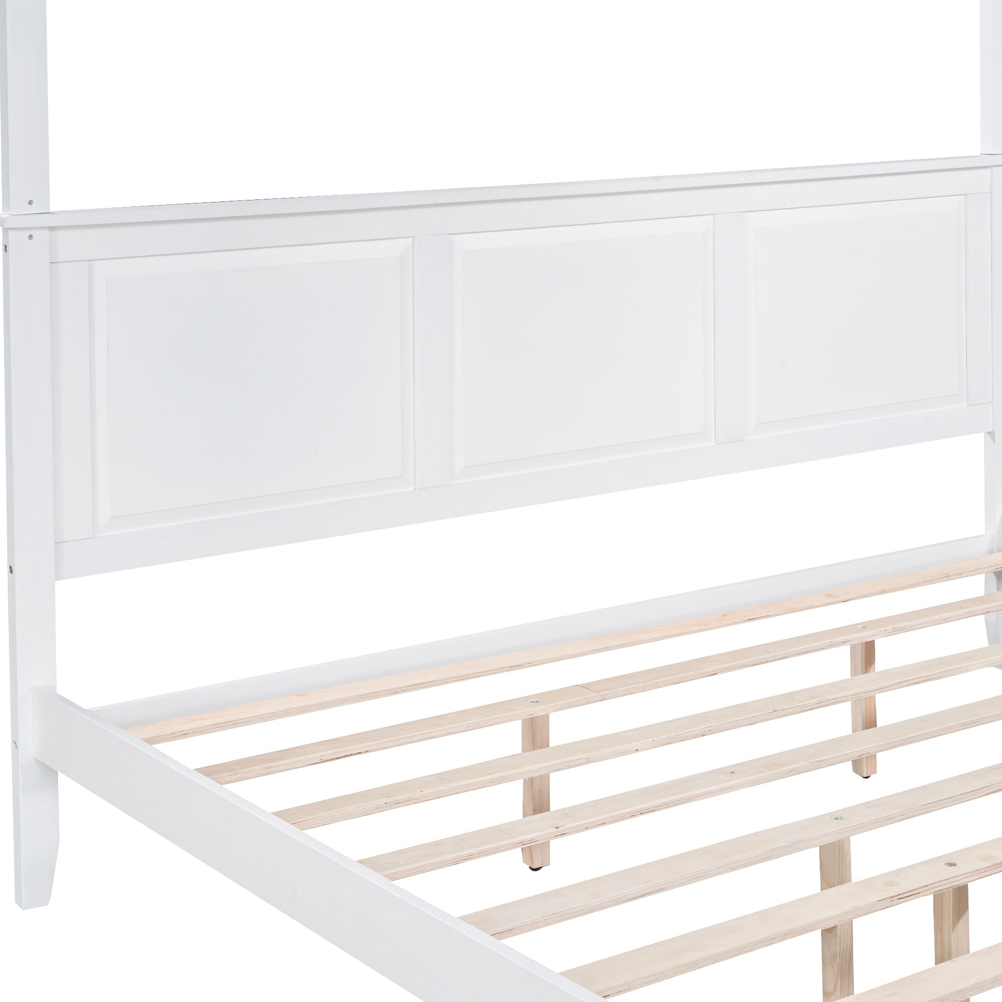 King Size Canopy Platform Bed with Headboard and Footboard,With Slat Support Leg, White - Atlantic Fine Furniture Melbourne FL