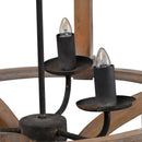 3 Light Wood Drum Chandelier, Hanging Light Fixture With Adjustable Chain For Kitchen, Bulb Not Included - Brown
