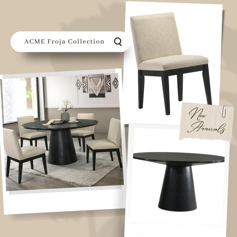 Froja - 5 Pieces Dining Room Set - Beige / Black