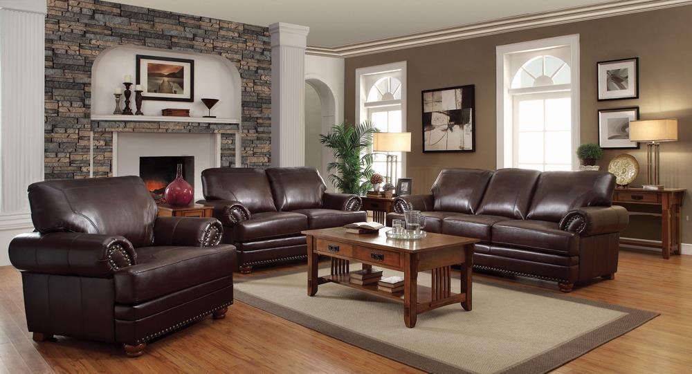 Colton Rolled Arm Upholstered Sofa Brown