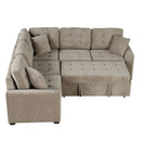 L-Shape Sofa Bed Pull-Out Sleeper Sofa With Wheels, USB Ports, Power Sockets For Living Room