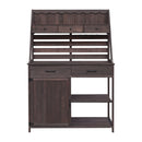 Potting Bench With 5 Drawer Storage And Slatted Back Panel, Garden Workstation - Brown