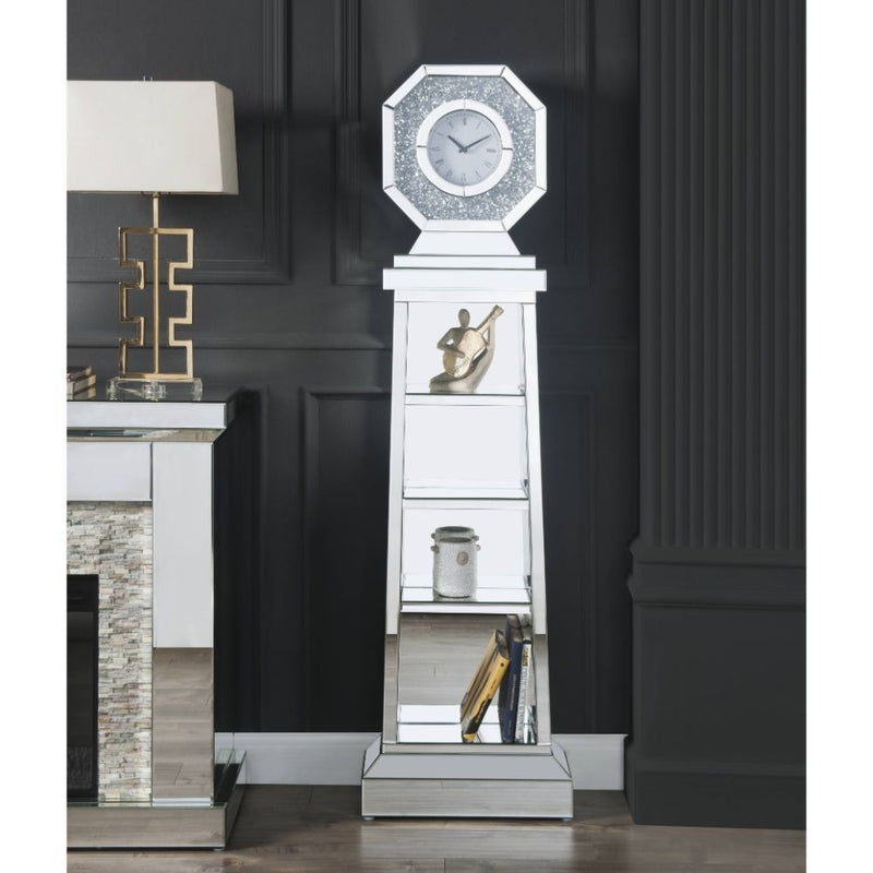 Noralie - Grandfather Clock - Mirrored & Faux Diamonds - 63"