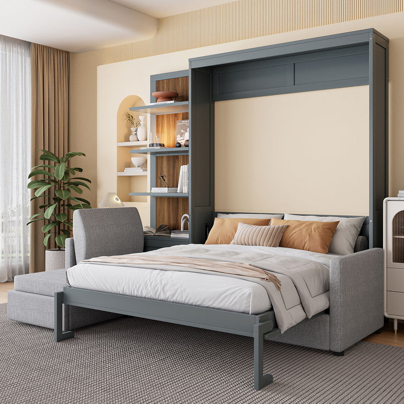 Murphy Bed With Sofa And Shelves