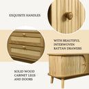 Rattan TV Stand For Tvs Up To 75'', Modern Farmhouse Media Console, Entertainment Center With Legs, TV Cabinet For Living Room, Home Theatre - Natural Wood