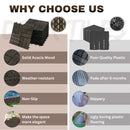 Acacia Wood Interlocking Deck Tiles Checker Pattern For Outdoor Flooring