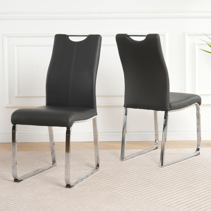 Modern Upholstered Dining Chair Electroplated Metal Legs (Set of 2)