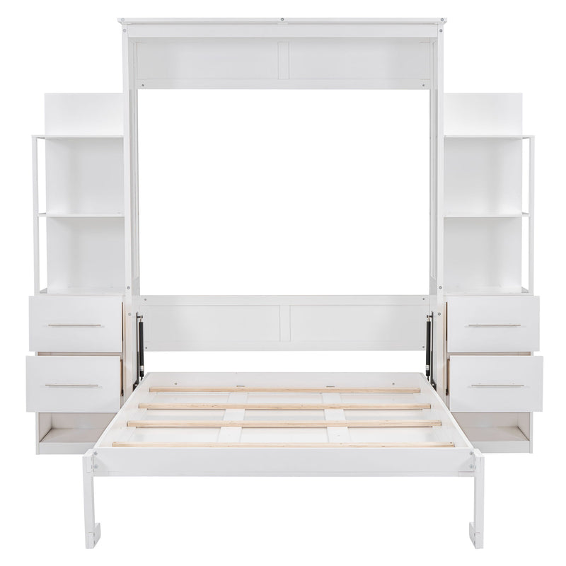 Murphy Wall Bed With LED Lights, Shelves And Drawers