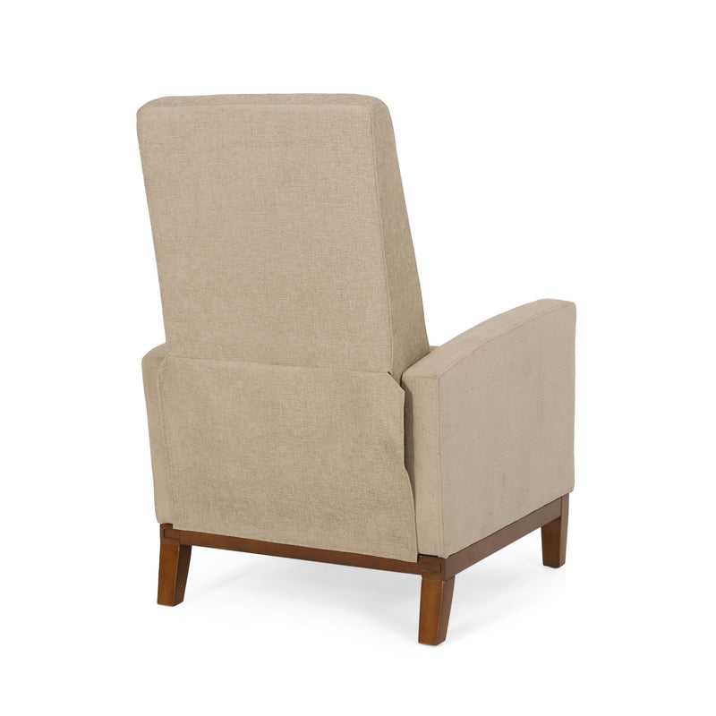 Wide Wood Hand Manual Club Recliner - Sand