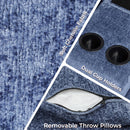 Contemporary L Shaped Convertible Sofa Bed With Pull Out Bed, Cup Holders, And Storage