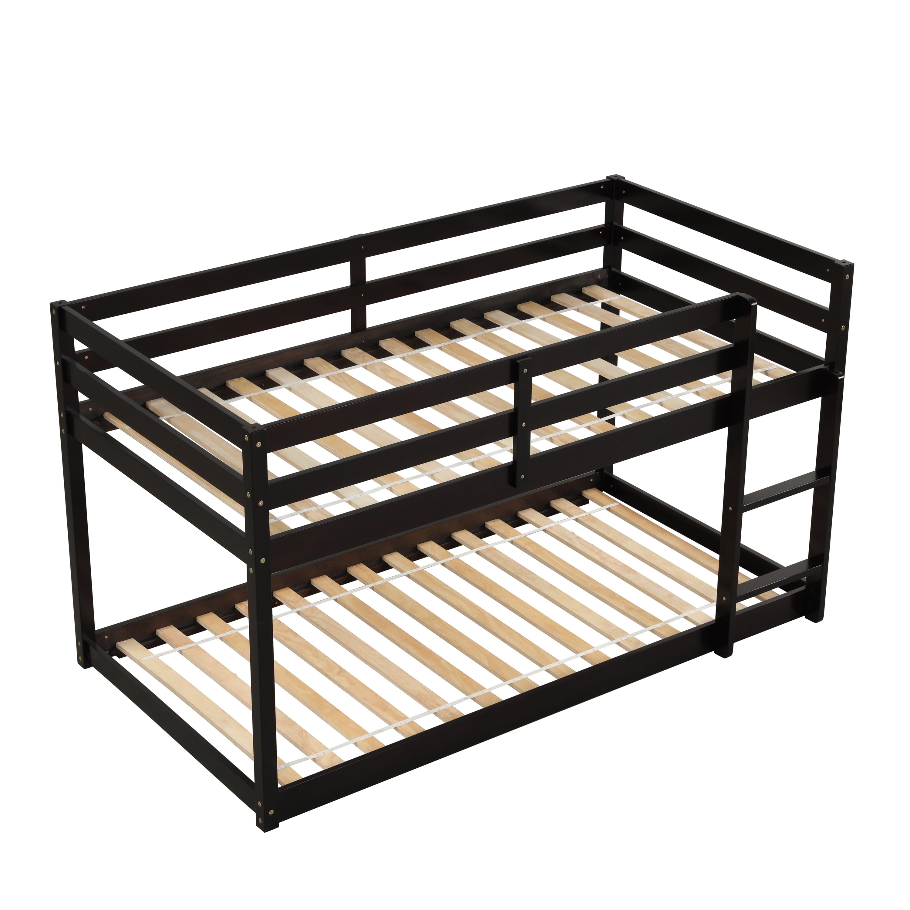 Twin over Twin Floor Bunk Bed,Espresso - Atlantic Fine Furniture Melbourne FL