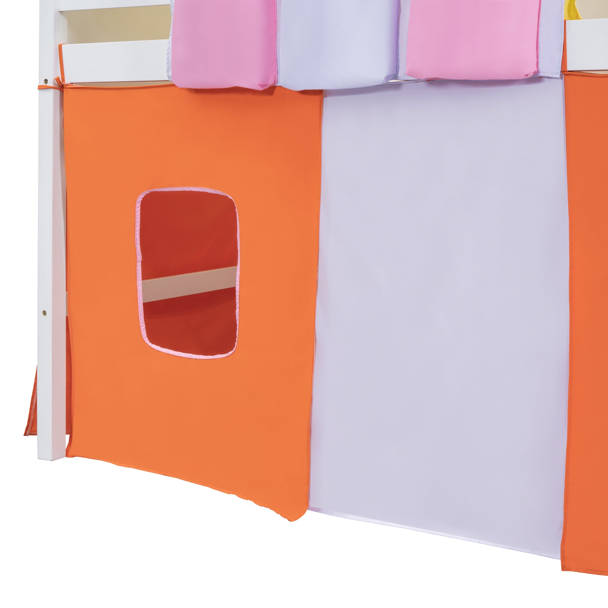 Twin Size Loft Bed with Tent and Tower  and  Three Pockets- Orange - Atlantic Fine Furniture Melbourne FL