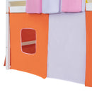 Twin Size Loft Bed with Tent and Tower  and  Three Pockets- Orange