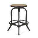 Industrial Firwood Adjustable Height Swivel Barstools (Set of 2) Metal & Wood - Natural / Pewter